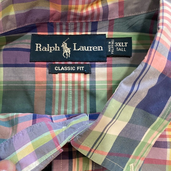 Ralph Lauren Men's Colorful Plaid Button-Down classic Fit Shirt 3XLT EUC - Picture 3 of 3